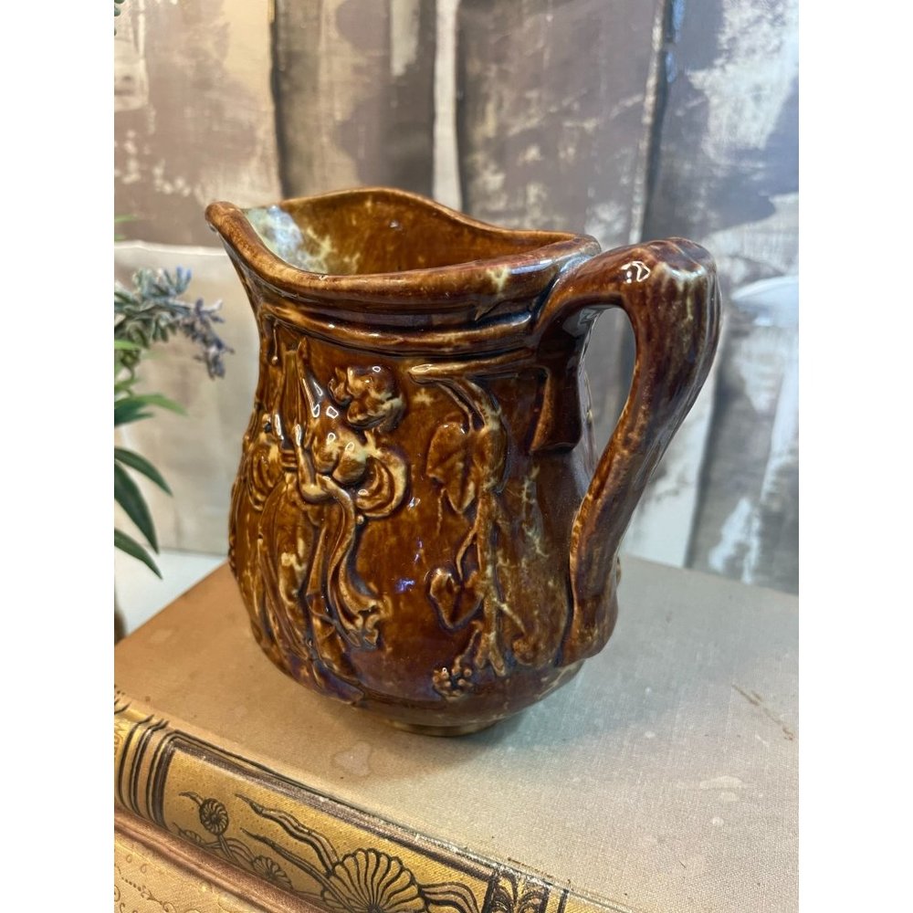 Vintage Bennington Yellow Ware Rockingham Pitcher Hunting Scene - Picture 7 of 10